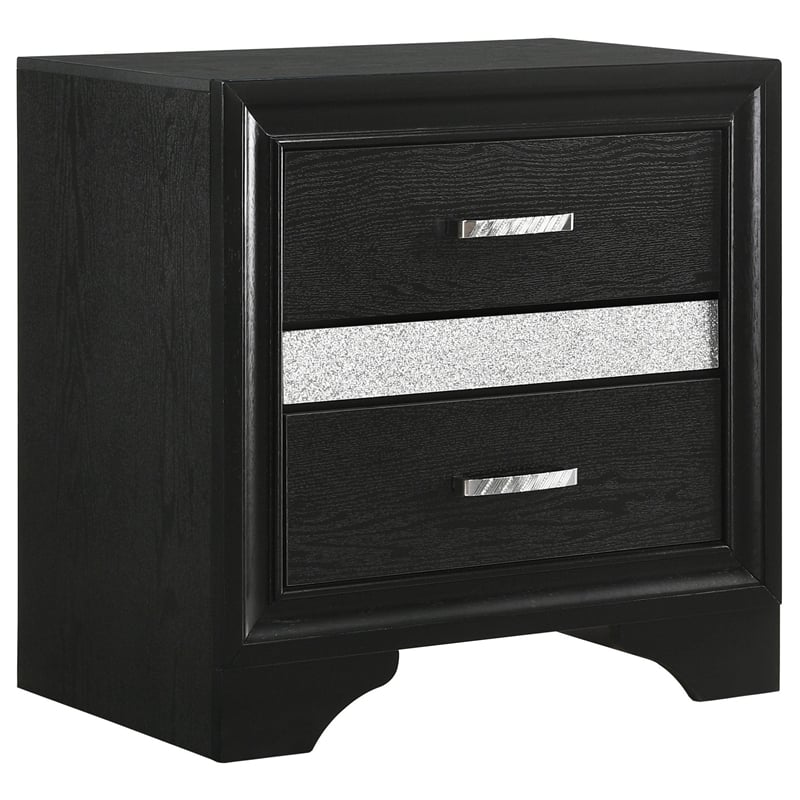 Bowery Hill 4 Pc Full Bedroom Set with Storage Footboard in Black Stripes
