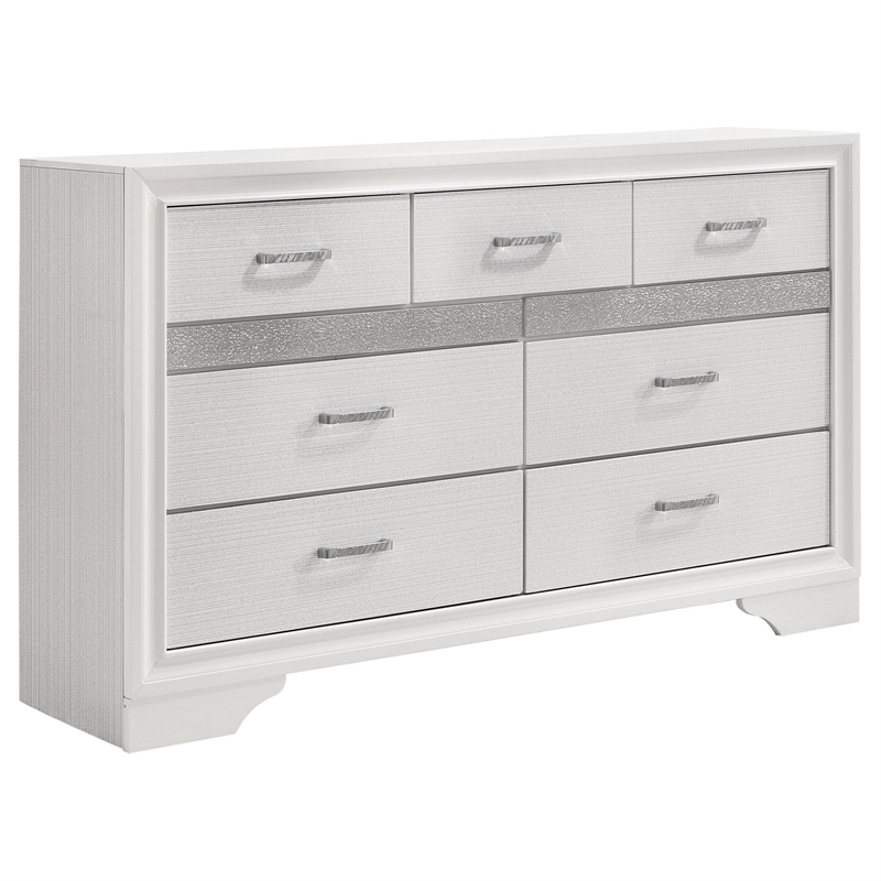 Bowery Hill 4 Pc Full Bedroom Set with Storage Footboard in White Stripes