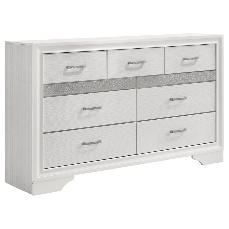 Bowery Hill 4 Pc Full Bedroom Set with Storage Footboard in White Stripes
