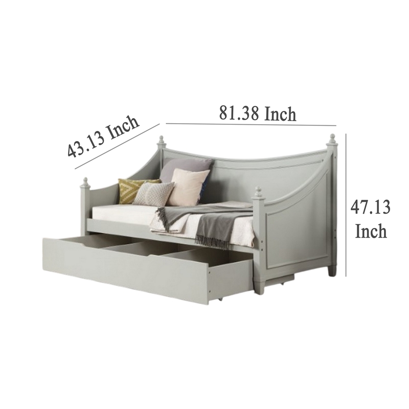 Bowery Hill Twin Daybed 4 Poster Design in Modern Light Gray Finish