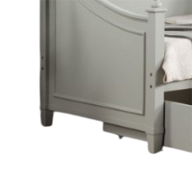 Bowery Hill Twin Daybed 4 Poster Design in Modern Light Gray Finish