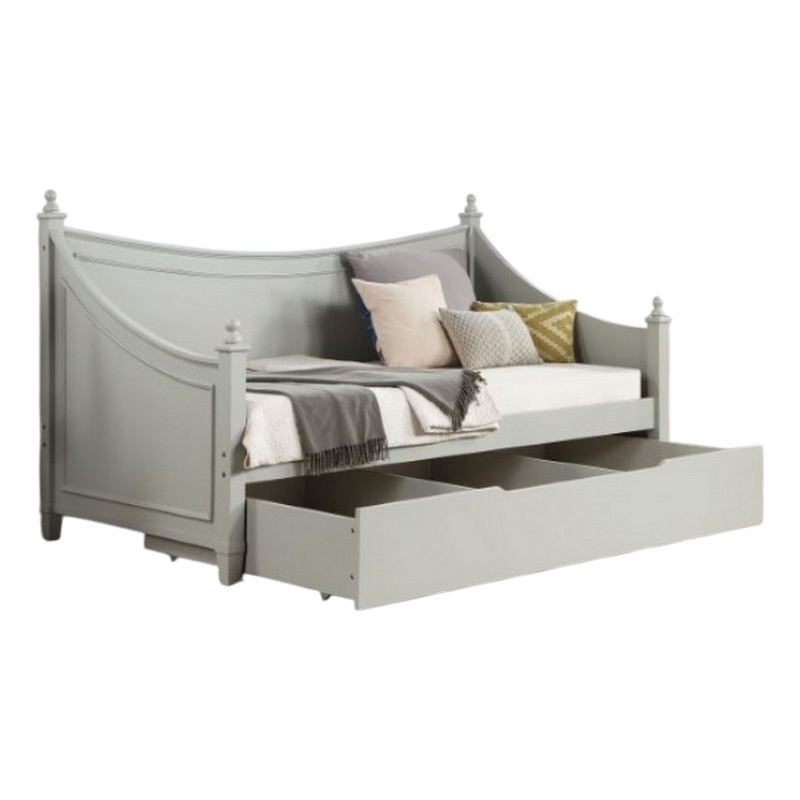 Bowery Hill Twin Daybed 4 Poster Design in Modern Light Gray Finish