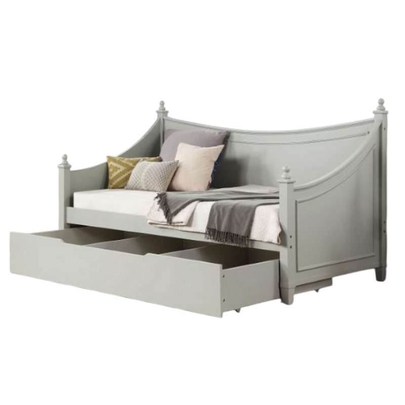 Bowery Hill Twin Daybed 4 Poster Design in Modern Light Gray Finish