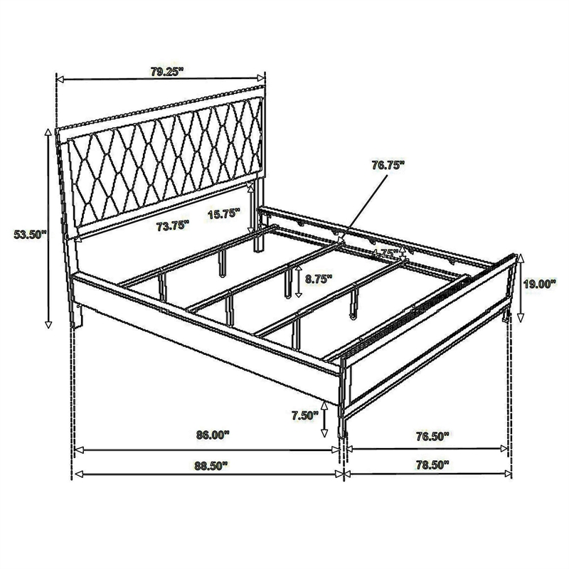 Bowery Hill California King Bed in White Melamine Hexagonal Tufted