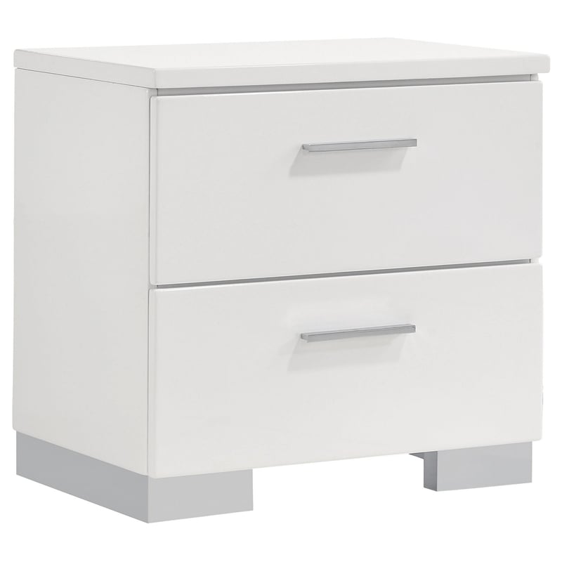 Bowery Hill 4 Pc Full Bedroom Set White with LED Upholstered Headboard