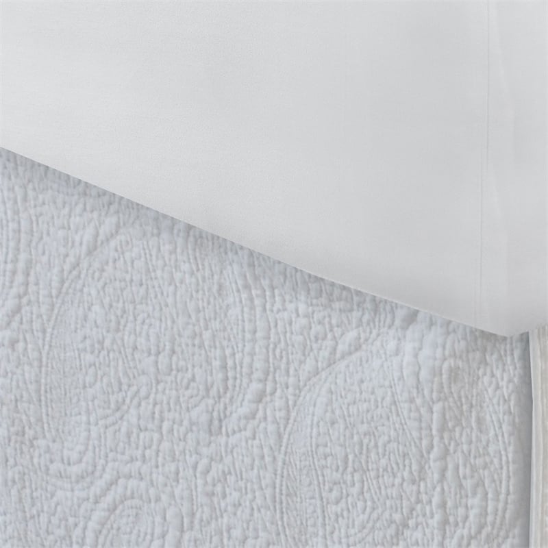 Bowery Hill Paisley Quilted Twin Bed Skirt and Cotton Drop in Ivory
