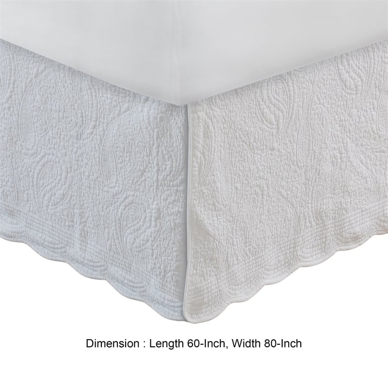 Bowery Hill Paisley Quilted Queen Bed Skirt and Cotton Drop in Ivory