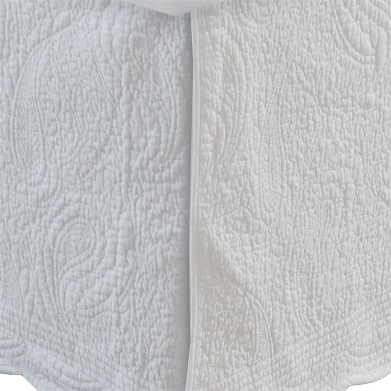 Bowery Hill Paisley Quilted Queen Bed Skirt and Cotton Drop in Ivory