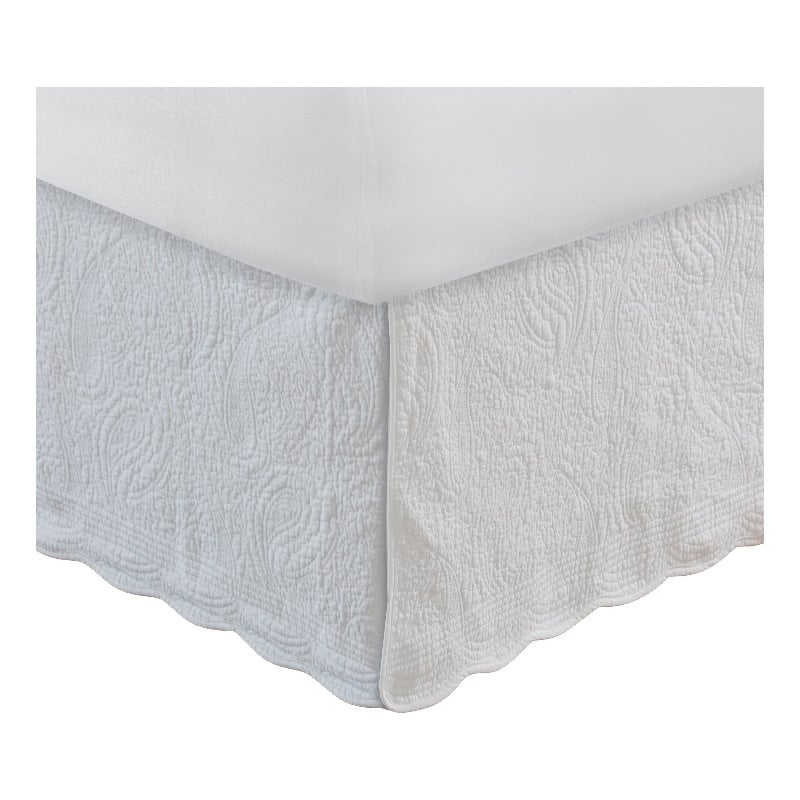 Bowery Hill Paisley Quilted Queen Bed Skirt and Cotton Drop in Ivory