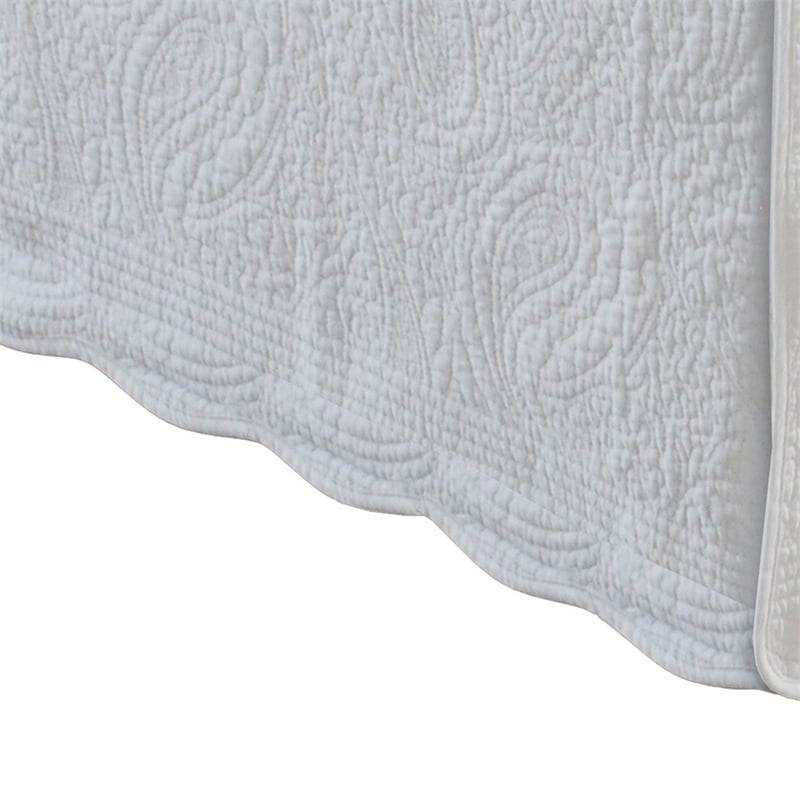 Bowery Hill Paisley Quilted King Bed Skirt and Cotton Drop in Ivory