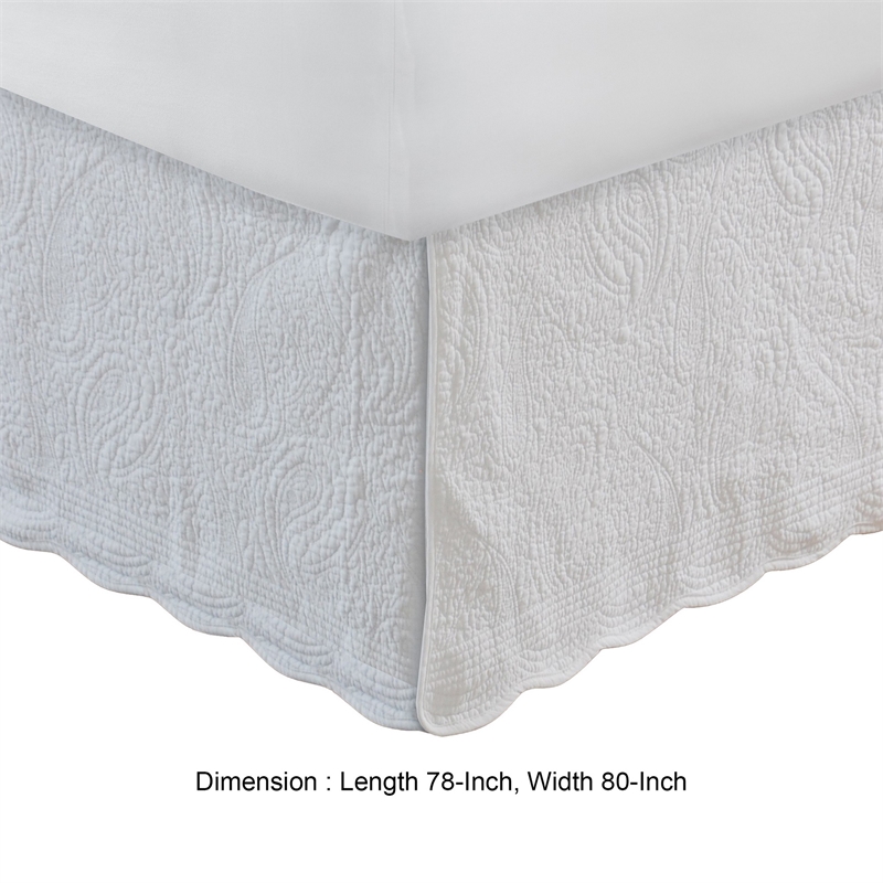 Bowery Hill Paisley Quilted King Bed Skirt and Cotton Drop in Ivory
