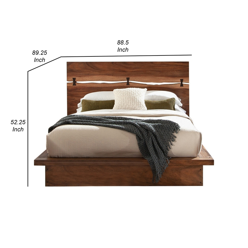 Bowery Hill King Platform Plinth Bed with Natural Edge in Walnut Brown Wood