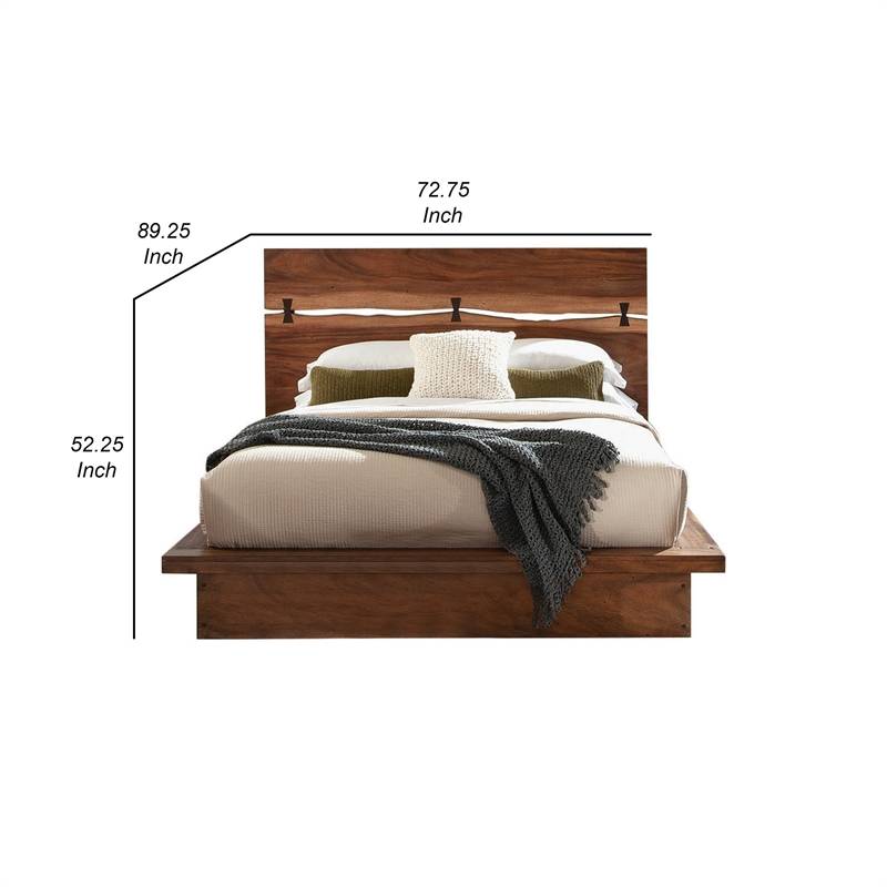 Bowery Hill Queen Platform Plinth Bed with Natural Edge in Walnut Brown