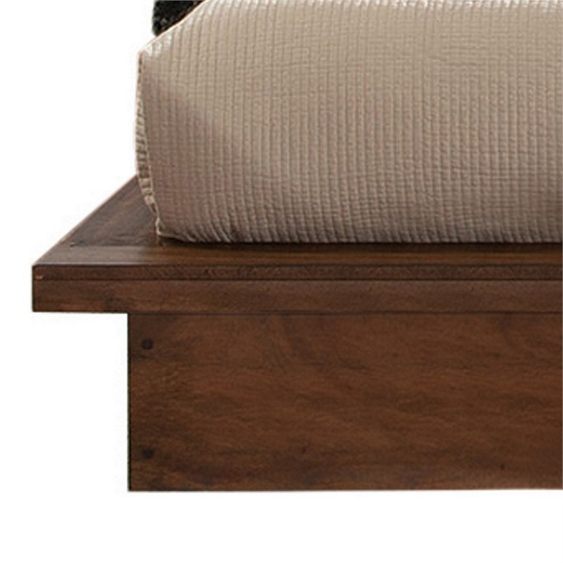 Bowery Hill Queen Platform Plinth Bed with Natural Edge in Walnut Brown