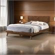 Bowery Hill King Platform Bed Chevron Pattern Solid Wood in Walnut Brown