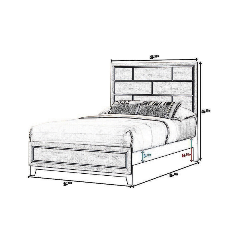 Bowery Hill Full Bed with Geometric Panel Headboard in Gray Wood Finish