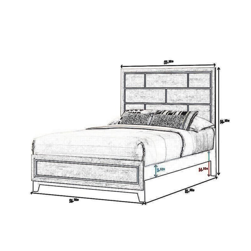 Bowery Hill Full Bed with Geometric Panel Headboard in Gray Wood Finish