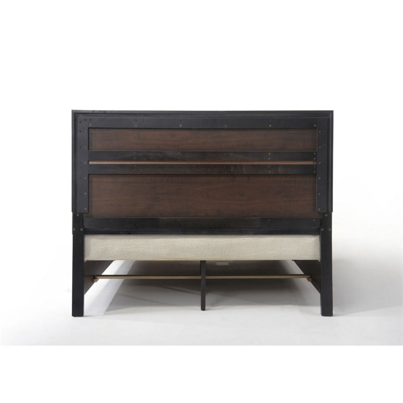 Bowery Hill Queen Bed Rubberwood in Gray Textured Shimmery Acrylic Trim