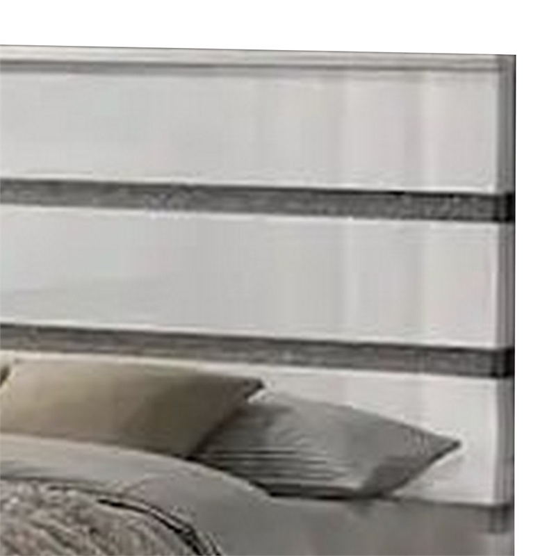 Bowery Hill King Bed LED Crystal Accents Modern Design in Glossy White