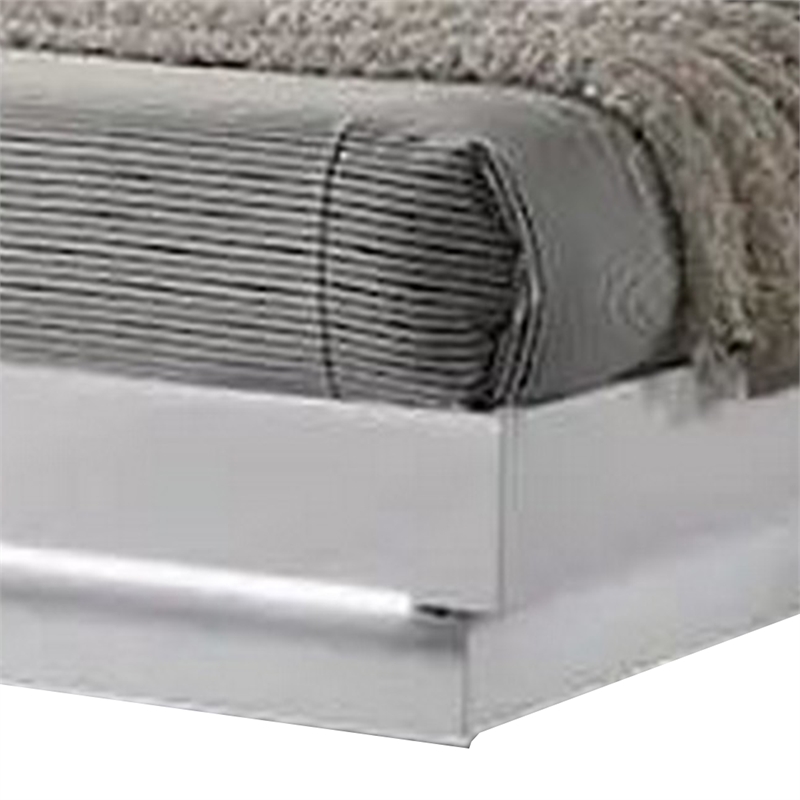 Bowery Hill King Bed LED Crystal Accents Modern Design in Glossy White