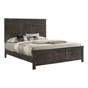 Bowery Hill Full Bed Transitional Carved Panel Design in Nutmeg Brown Wood
