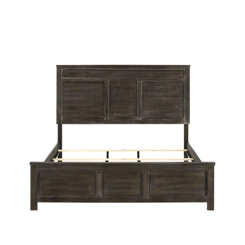 Bowery Hill Full Bed Transitional Carved Panel Design in Nutmeg Brown Wood