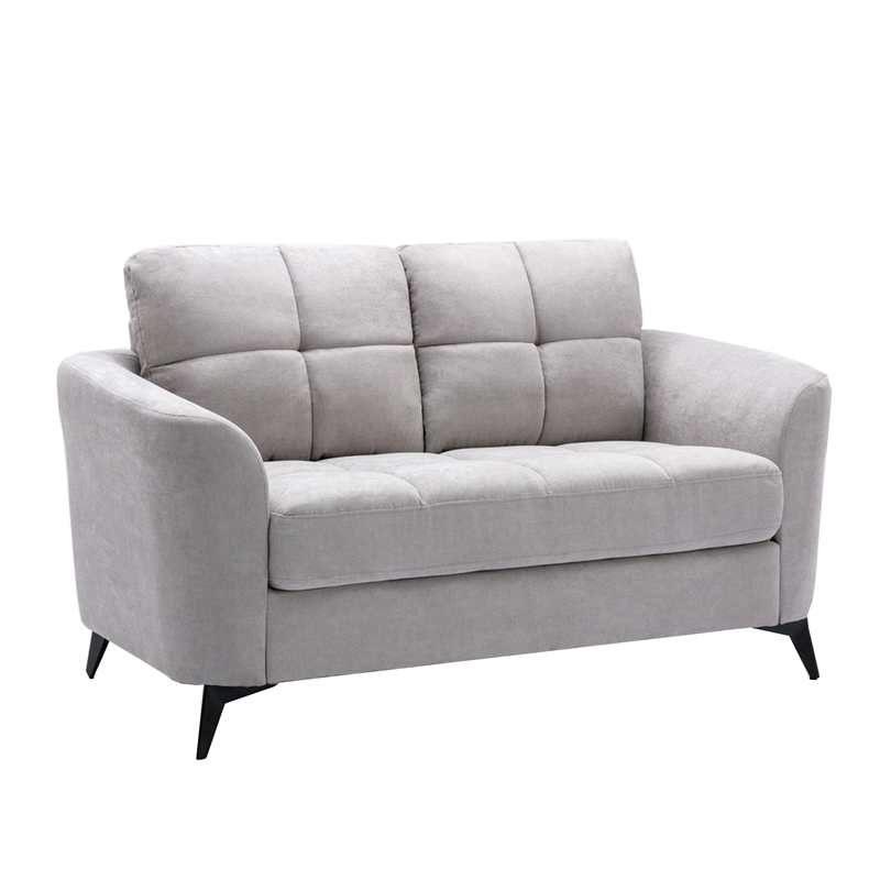 Bowery Hill 2 PC Sofa and Loveseat Set in Light Gray Linen Upholstery