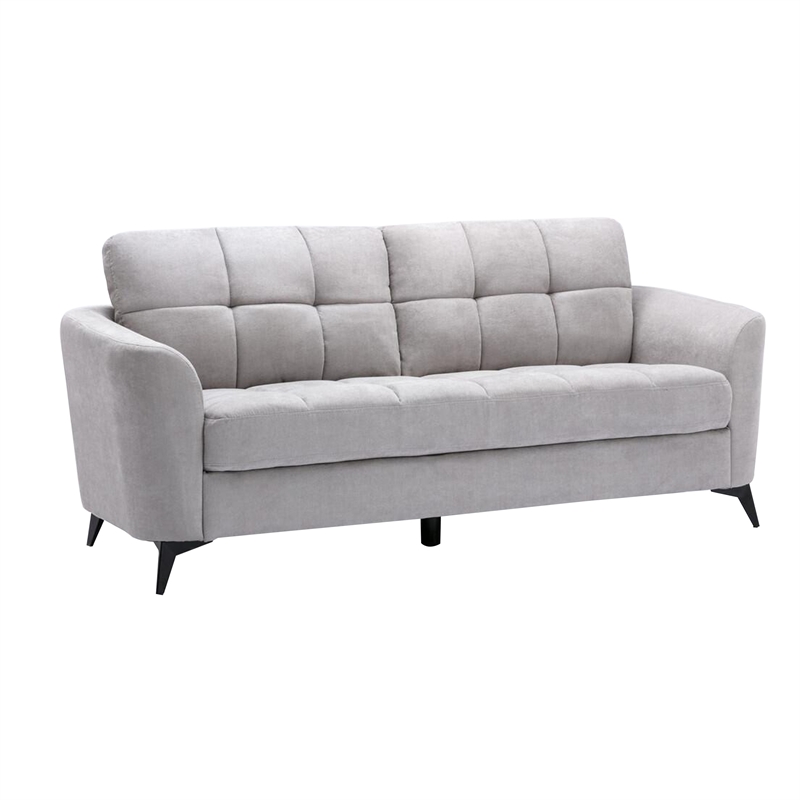 Bowery Hill 2 PC Sofa and Loveseat Set in Light Gray Linen Upholstery