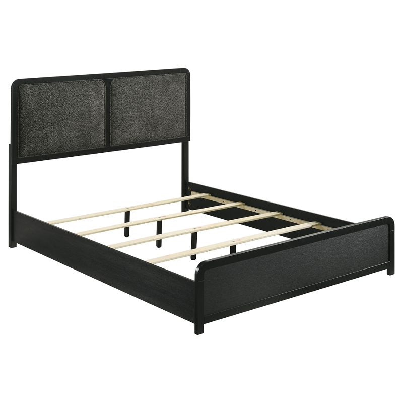 Bowery Hill 5pc Queen Bedroom Set in Charcoal Gray Upholstery and Gold