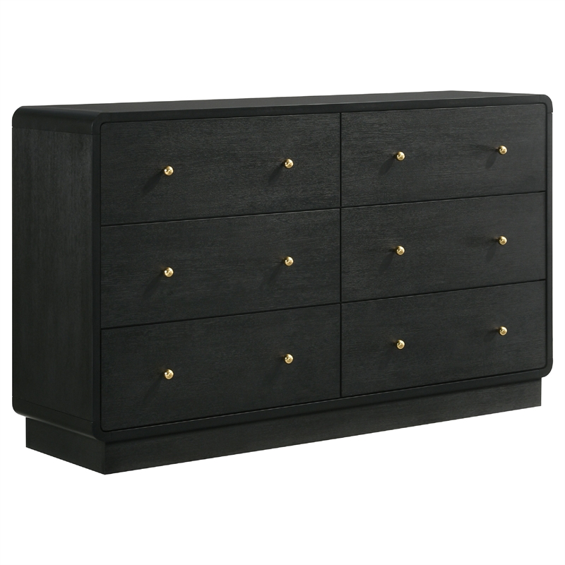 Bowery Hill 5pc Queen Bedroom Set in Charcoal Gray Upholstery and Gold
