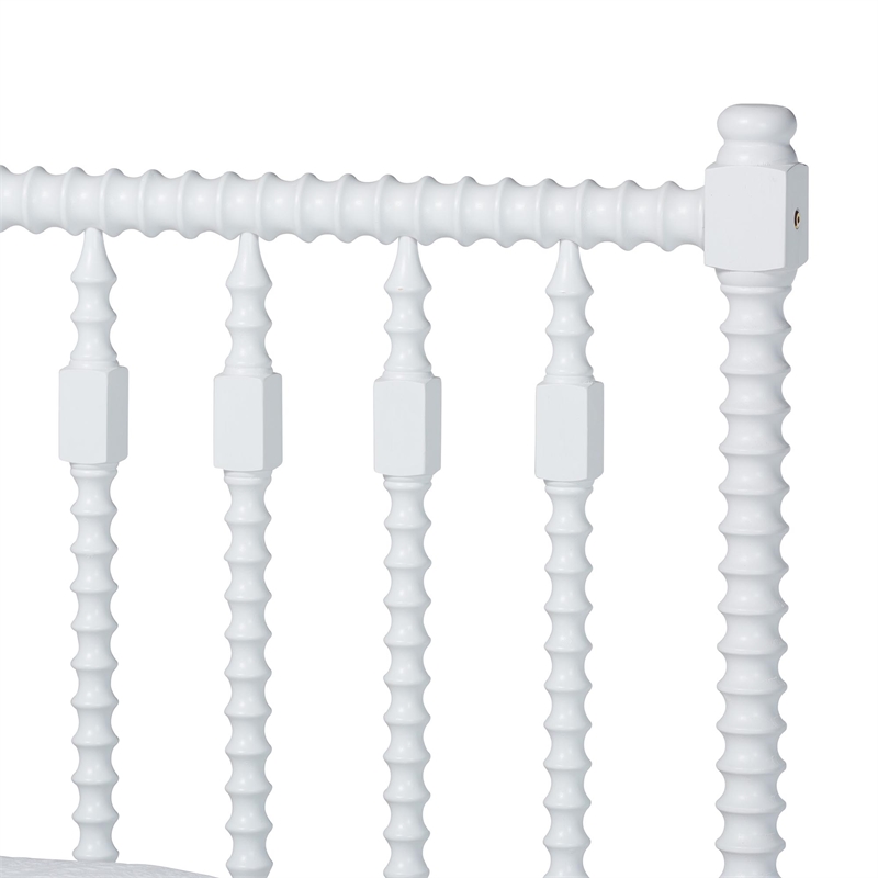 Bowery Hill Spindle Platform Bed Turned Bed Frame Twin in White