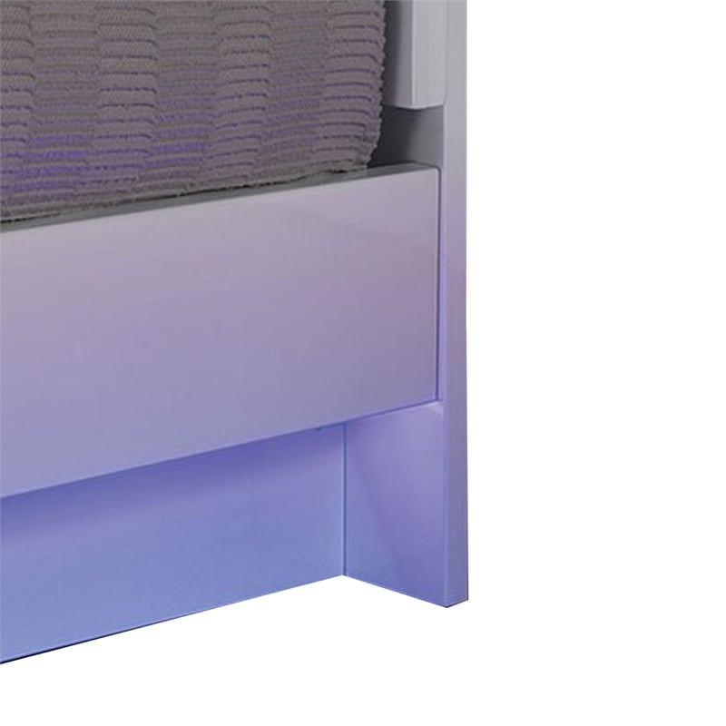 Bowery Hill King Bed with Silver Trimmed Headboard LED Footboard in White