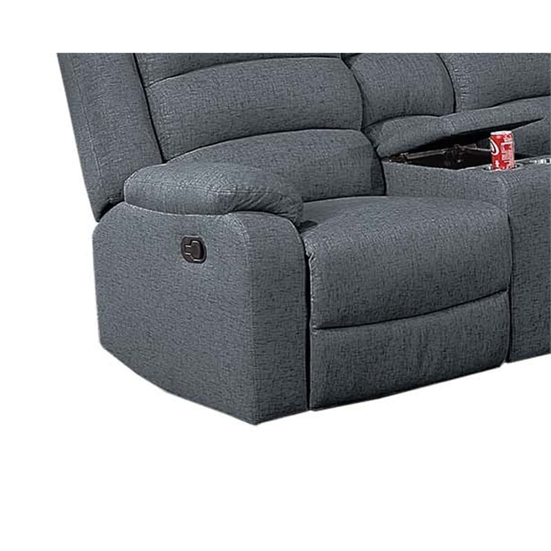 Bowery Hill L Shape 3pc Manual Reclining Sectional Sofa in Dark Gray Burlap