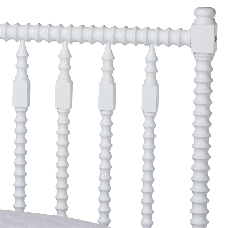 Bowery Hill Spindle Platform Bed Turned Bed Frame Full in White
