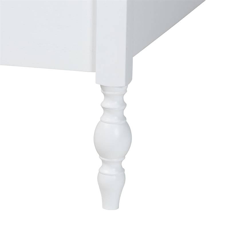 Bowery Hill Spindle Platform Bed Turned Bed Frame Full in White