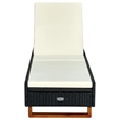 Bowery Hill Poly Rattan Sun Bed with Cushion and Backrest in Black