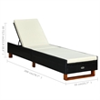 Bowery Hill Poly Rattan Sun Bed with Cushion and Backrest in Black