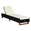 Bowery Hill Poly Rattan Sun Bed with Cushion and Backrest in Black