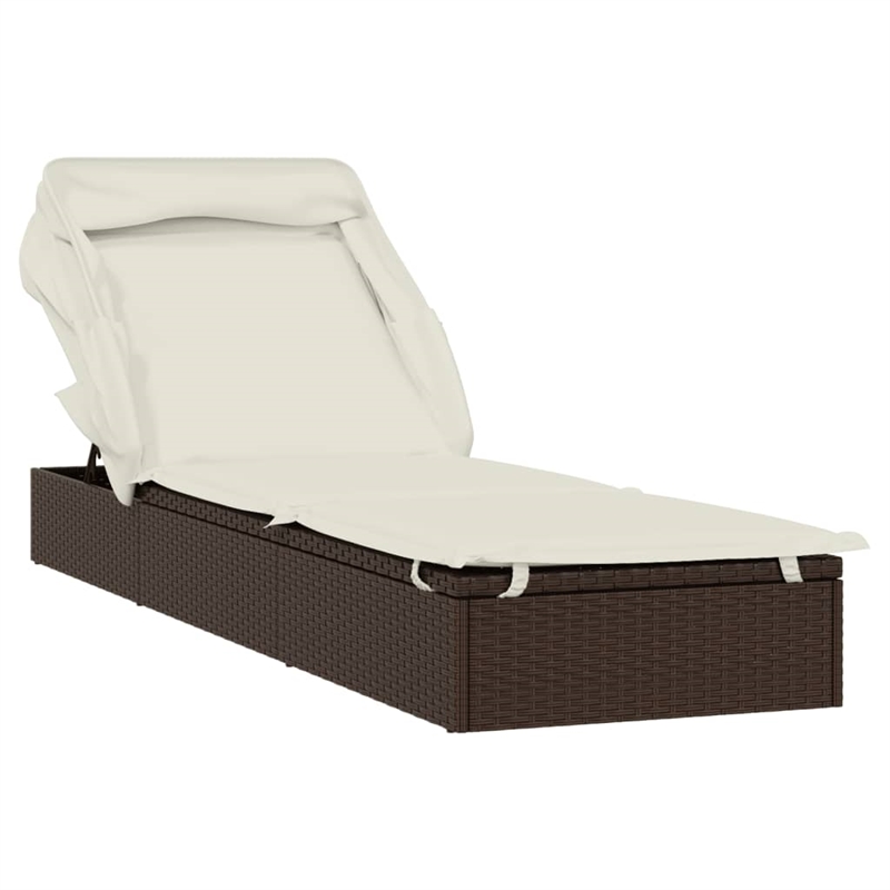Bowery Hill PE Rattan Sunbed with Adjustable Backrest in Brown