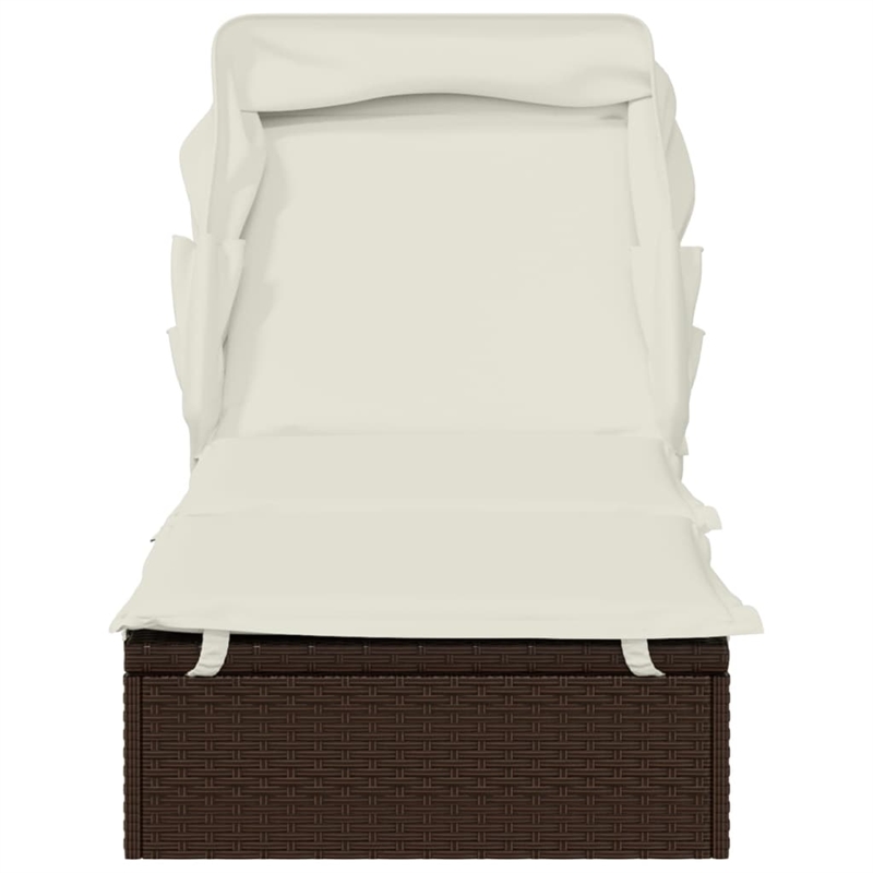 Bowery Hill PE Rattan Sunbed with Adjustable Backrest in Brown