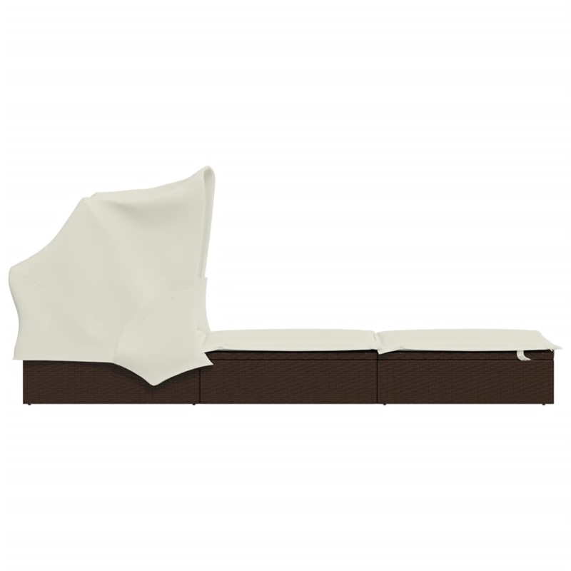 Bowery Hill PE Rattan Sunbed with Adjustable Backrest in Brown