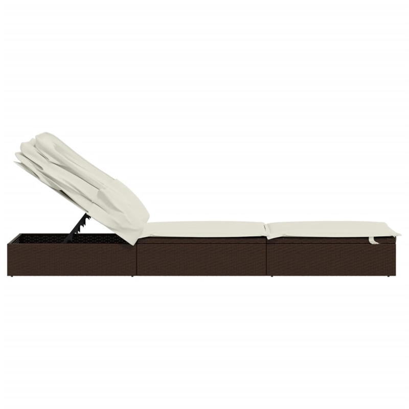 Bowery Hill PE Rattan Sunbed with Adjustable Backrest in Brown