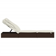 Bowery Hill PE Rattan Sunbed with Adjustable Backrest in Brown