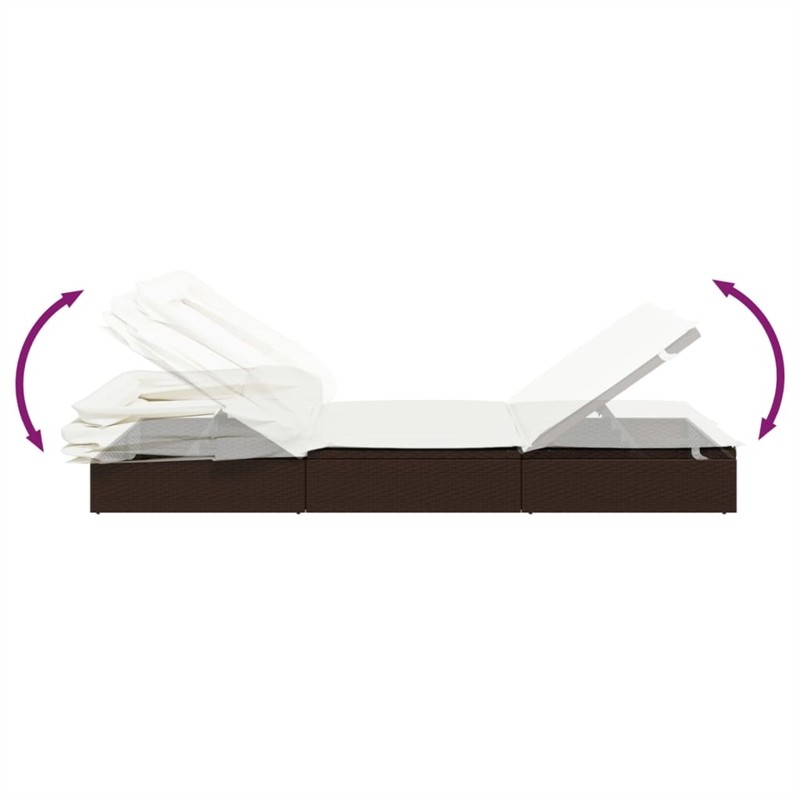 Bowery Hill PE Rattan Sunbed with Adjustable Backrest in Brown