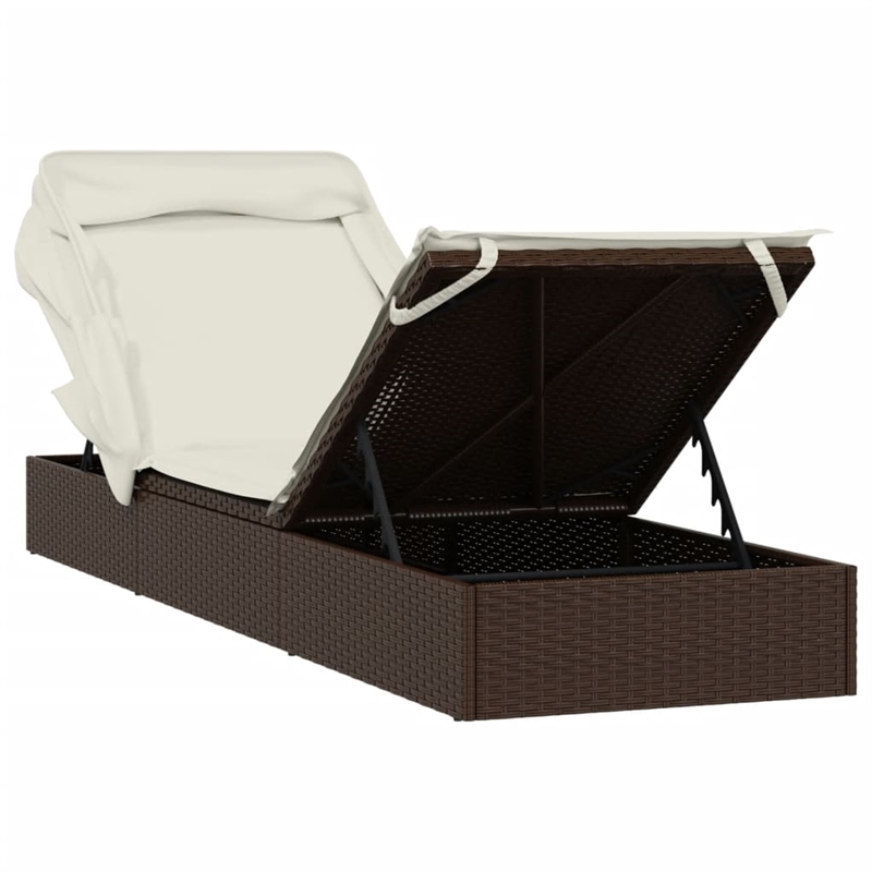 Bowery Hill PE Rattan Sunbed with Adjustable Backrest in Brown