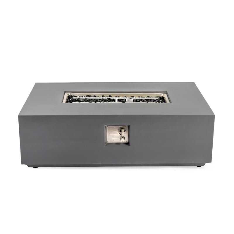 Bowery Hill Concrete Propane Natural Gas Fire Pit Table in Light Gray