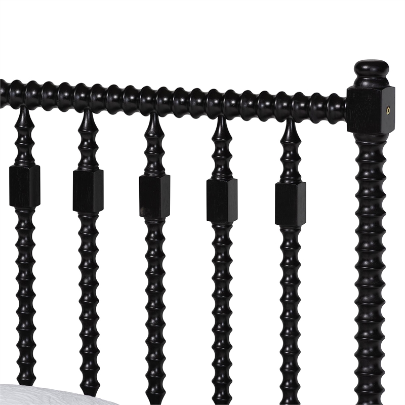 Bowery Hill Spindle Platform Bed Turned Bed Frame Twin in Black