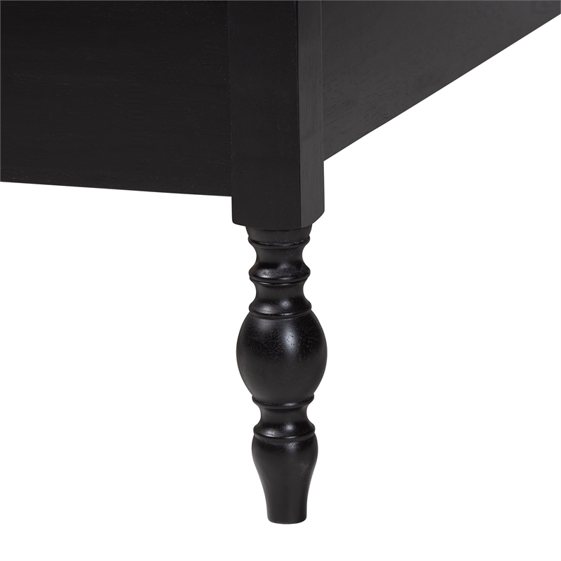 Bowery Hill Spindle Platform Bed Turned Bed Frame Queen in Black