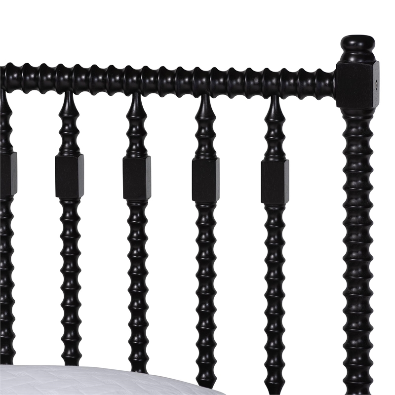 Bowery Hill Spindle Platform Bed Turned Bed Frame Full in Black