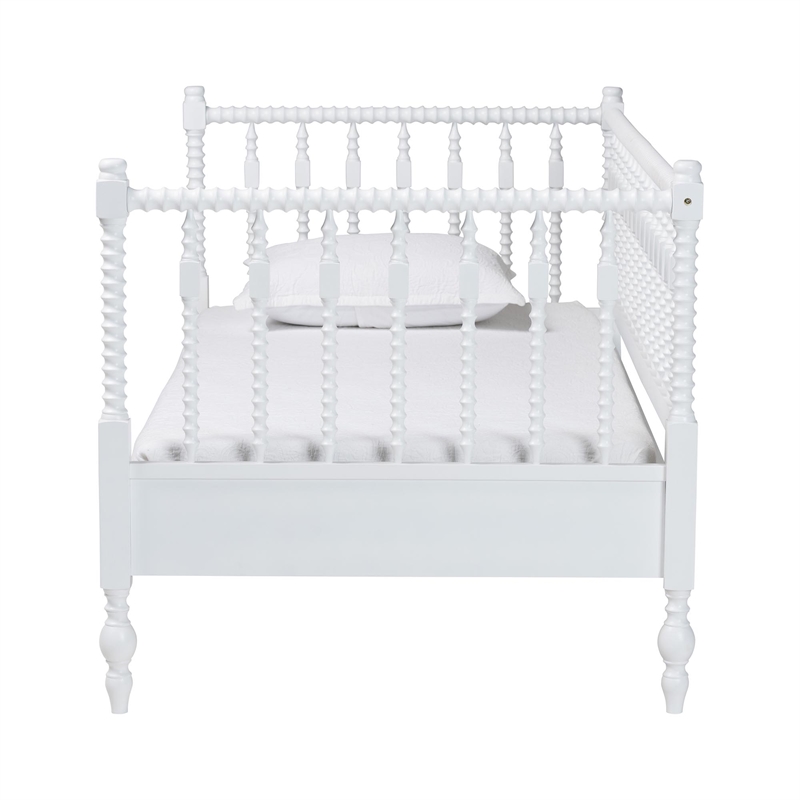 Bowery Hill Spindle Daybed Turned Farmhouse Sofa Bed Twin in White